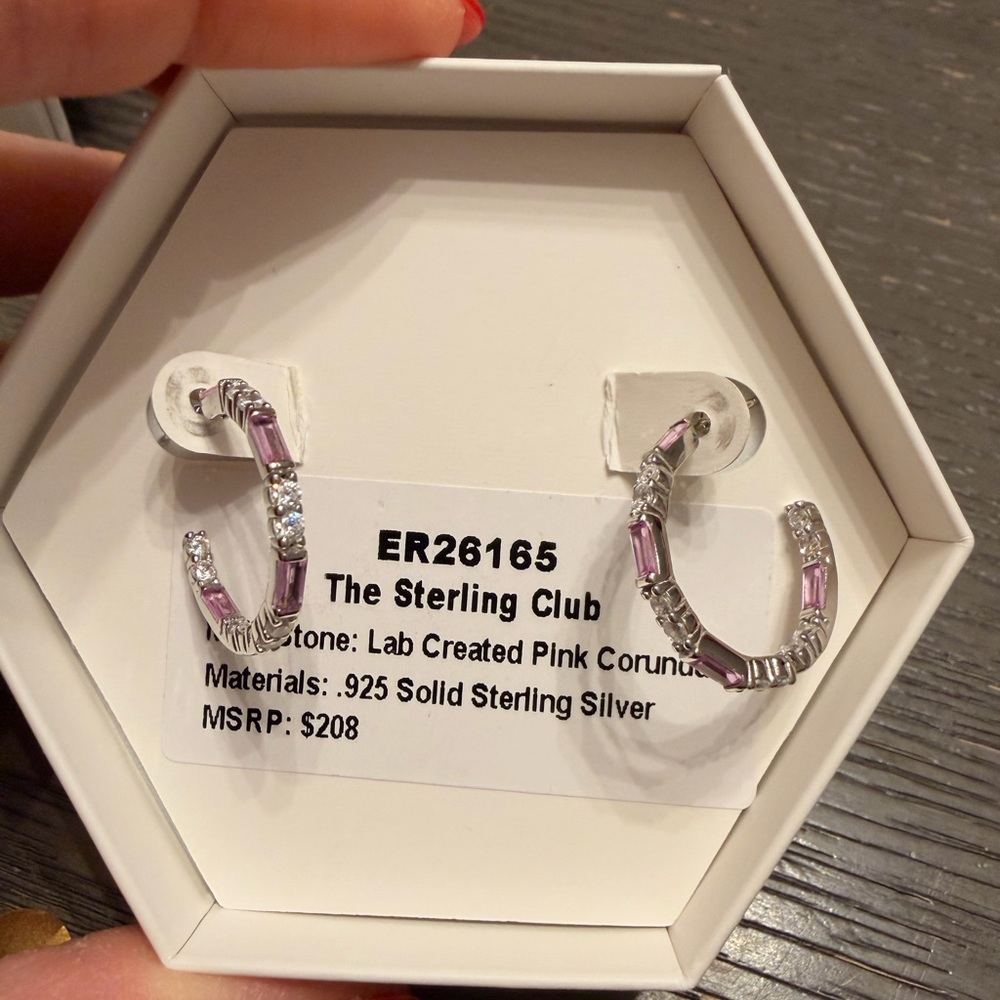 The Sterling Club Pink and Silver Hoop Earrings